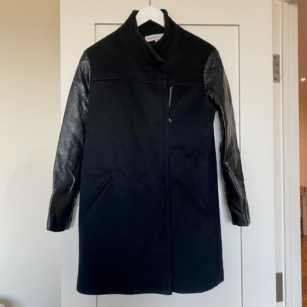 Finders Keepers Black Winter Jacket Leather Accents Size XS